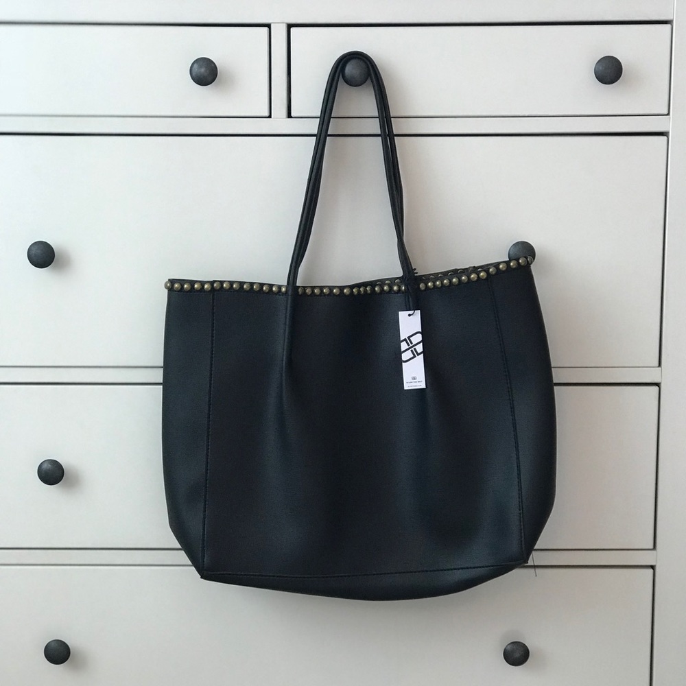 B-Low the Belt Black Leather Everyday Tote